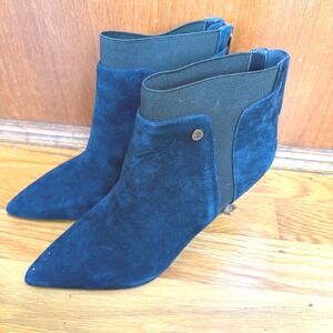 Bandolino Navy Blue Suede Pointed Toe Kitten Heel Ankle Boots Size 7M